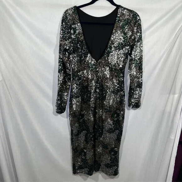 strapless open back dress Emery Sequin Dress  Dress the Population